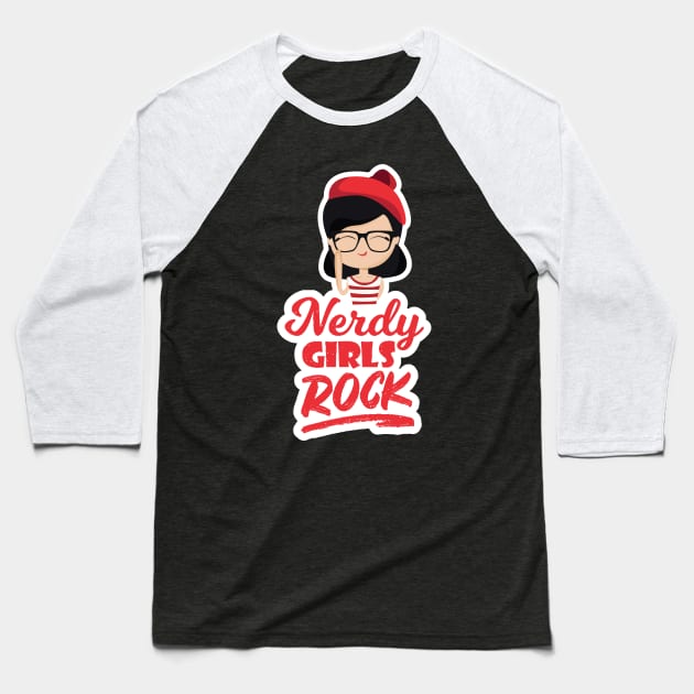 Nerdy Girls Rock Geek Nerd Baseball T-Shirt by GDLife